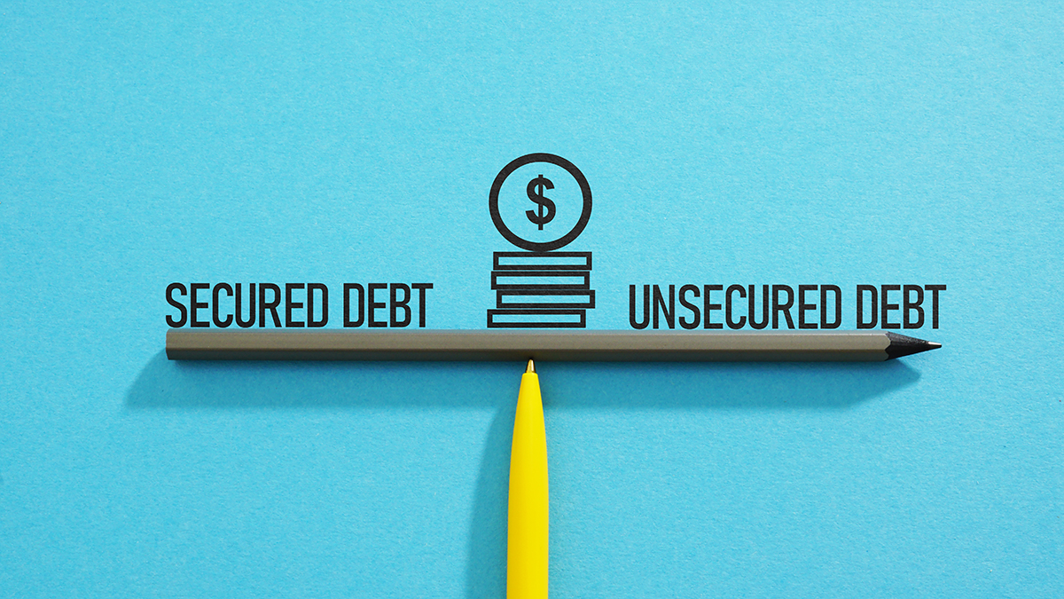 Secured debt vs unsecured debt: checks and balances concept.