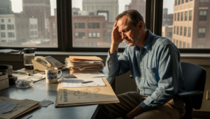 Man overwhelmed by bills in Detroit office